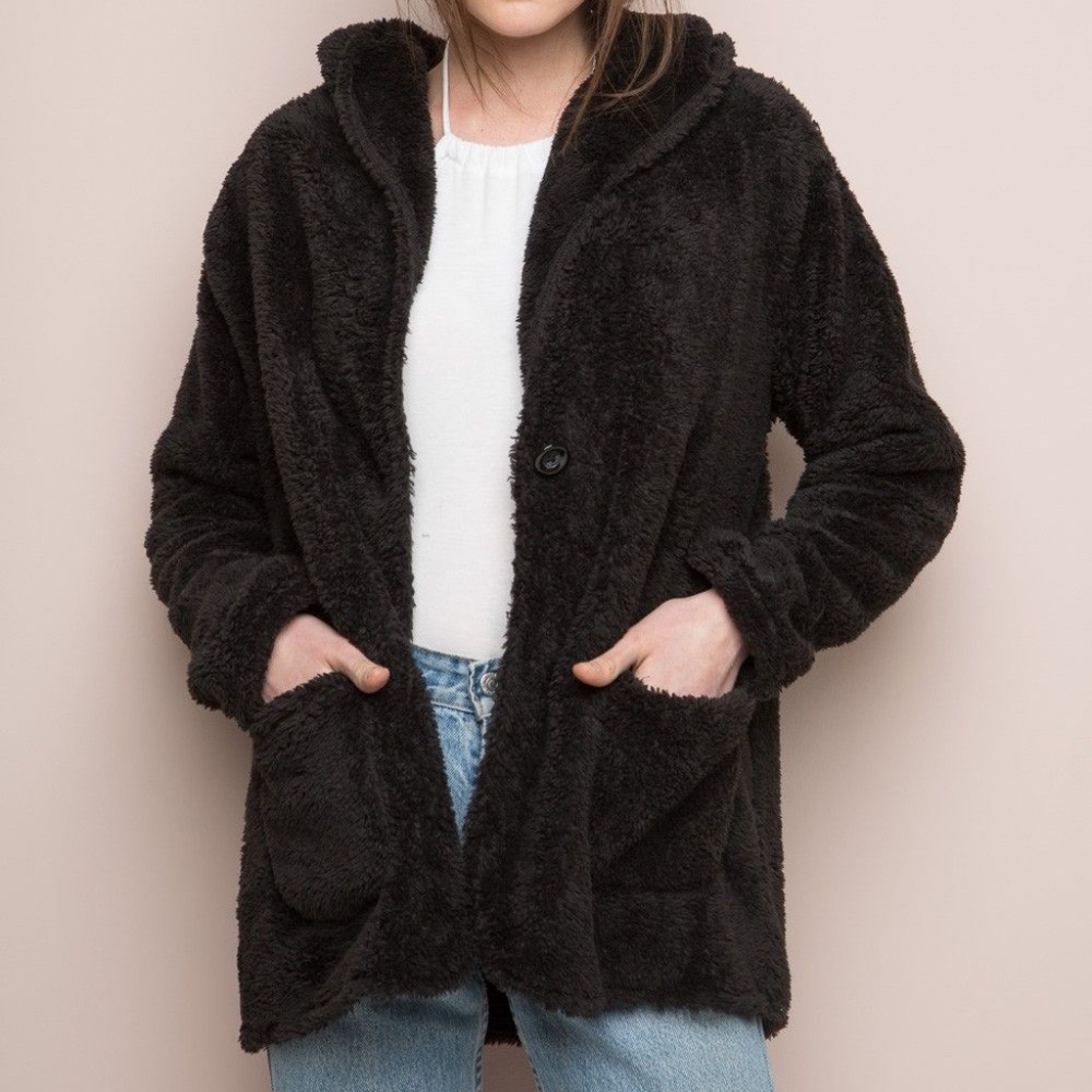 Black Tessi fur coat jacket Brandy Melville